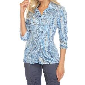 NEW CARINE sabrina 3/4 sleeves shirt in tidal drift